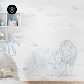 טפט מילאן אריות כחול