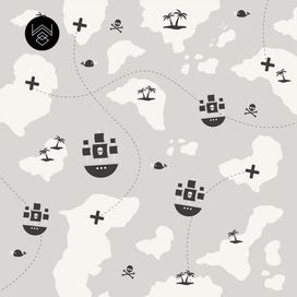 טפט פיראטים סטייל אפור שחור