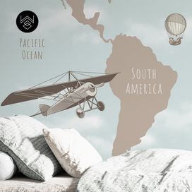 טפט מפת עולם ומטוסים 3