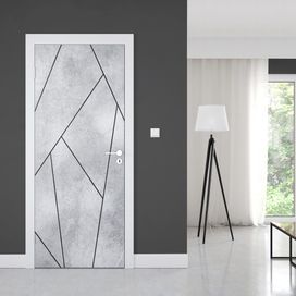 טפט לדלת ווש אפור אלכסונים בשחור