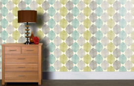 טפט עלים טורקיז ירוק אפור