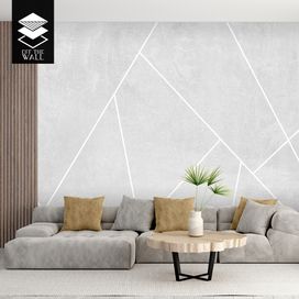 טפט בטון גיאומטרי משופשף קווים לבנים