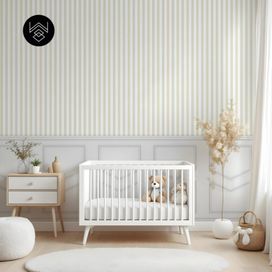 טפט פסים פשתן בז’ ירוק