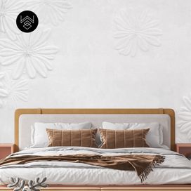 טפט פלאוור מודרן לבן