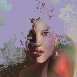 טפט אומנותי ציור של אישה עם צבע מתקלף
