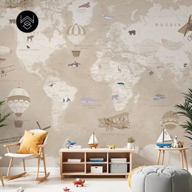 טפט מפת עולם וינטג’ בז