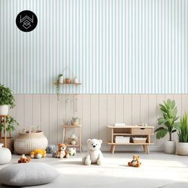 טפט פסים פשתן כחול