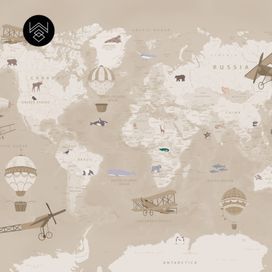 טפט מפת עולם וינטג’ בז
