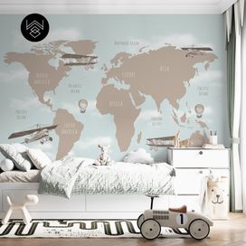 טפט מפת עולם ומטוסים 3