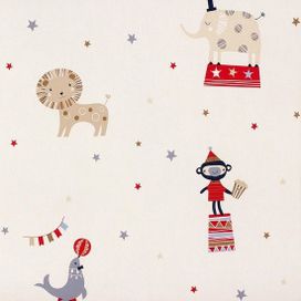 טפט חיות וכוכבים כחול אדום