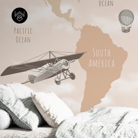 טפט מפת עולם ומטוסים 2