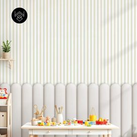 טפט פסים פשתן בז’ ירוק