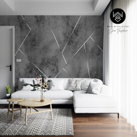 טפט בטון אפור כהה משופשף אלכסונים דמוי כסף