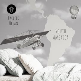 טפט מפת עולם ומטוסים 1