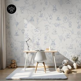 טפט מילאן דובונים כחול אפור 2